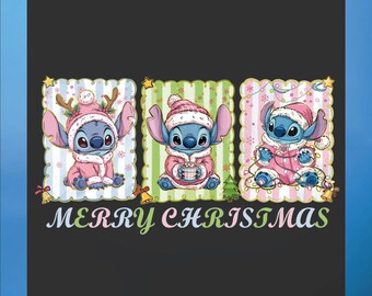 Merry Christmas DTF Transfer, Stitch Ready to Press