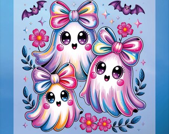 Iridescent Ghost DTF Print: Halloween Heat Transfer Design