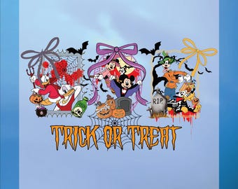 Disney Trick Or Treat Dtf, Mickey's Friends Halloween Dtf Print, Ready To Press