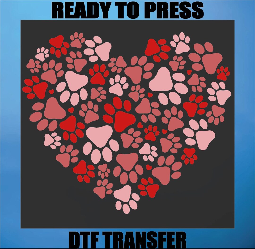 Dog Paw Print Heart DTF Transfer, Ready to Press - Etsy