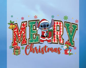 Merry Christmas Dtf Transfer, Stitch Dtf, Ready To Press