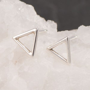 Silver Triangle Stud Earrings- Silver Chevron Studs- Silver Triangle Earrings- Geometric Stud Earrings- Sterling Silver Post Earrings