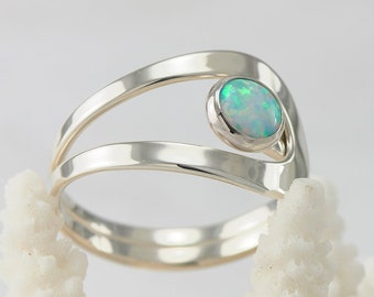 Opal Ring, Blue Opal Ring, Opal Gemstone Ring, Sterling Silver Stone Ring, Handmade Sterling Silver Statement Ring, October Birthstone