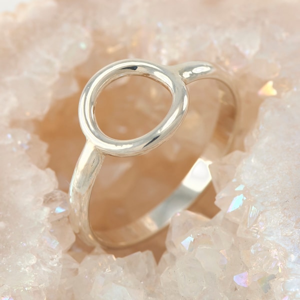 Circle Ring, Open Circle Ring, Karma Ring, Sterling Silver Circle Ring, Geometric Ring, Handmade Simple Silver Ring