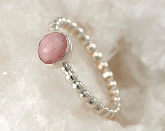 Pink Opal Ring, Silver Pink Opal Ring, Pink Stone Ring, Sterling Silver Ring, Silver Stone Ring, October Birthstone