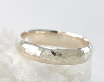 Anillo de plata esterlina martillada - Anillo de plata simple - Anillo moderno martillado - Alianza de boda - Joyería de plata: tallas 5 a 11
