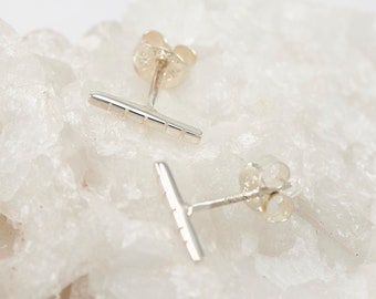 Sterling Silver Bar Stud Earrings – Modern Minimalist Jewelry