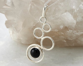 Black Onyx Necklace, Sterling Silver Necklace with Black Onyx, Silver Necklace with Black Stone,  Black Onyx Pendant