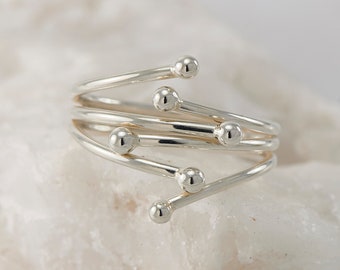 Statement Ring- Sterling Silver Wrap Ring- Sterling Silver Ring -Simple Silver Ring- Modern Silver Ring- Metalwork Ring