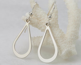 Silver Drop Earrings- Sterling Silver Teardrop Earrings- Silver Dangle Earrings- Handmade Sterling Silver Earrings- Simple Silver Earrings