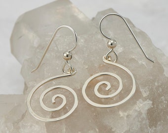 Spiral Earrings Sterling Silver Earrings- Silver Swirl Earrings- Sterling Silver Spiral Earrings- Dangle Earrings- Silver Jewelry