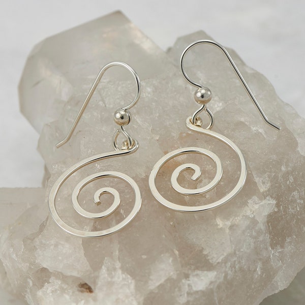 Spiral Earrings Sterling Silver Earrings- Silver Swirl Earrings- Sterling Silver Spiral Earrings- Dangle Earrings- Silver Jewelry