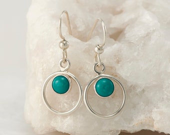 Turquoise Earrings- Silver Turquoise Earrings- Turquoise Dangle Earrings- Sterling Silver Earrings with turquoise- December birthstone