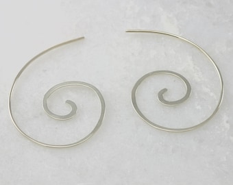 Spiraal Oorbellen Sterling Zilver - Zilveren Spiraal Oorbellen - Zilveren Swirl Oorbellen - Dangle Oorbellen - Sterling zilveren sieraden handgemaakt