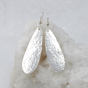 Silver Teardrop Earrings, Large Hammered Teardrop Earrings, Dangle Teardrop Earrings, Sterling Silver Dangle Earrings
