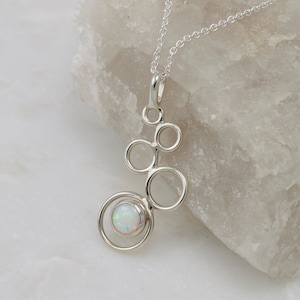 Opal Necklace- Opal Pendant- Sterling Silver Necklace with Opal- Opal Jewelry- Sterling Silver Jewelry Handmade - October birthstone