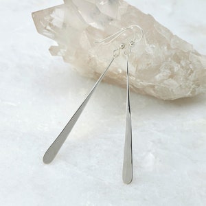 Long Sterling Silver Earrings- Modern Silver Bar Earrings- Long Bar Earrings- Silver Stick Dangle Earrings