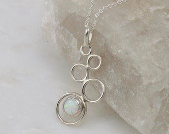 Opal Necklace- Opal Pendant- Sterling Silver Necklace with Opal- Opal Jewelry- Sterling Silver Jewelry Handmade - October birthstone