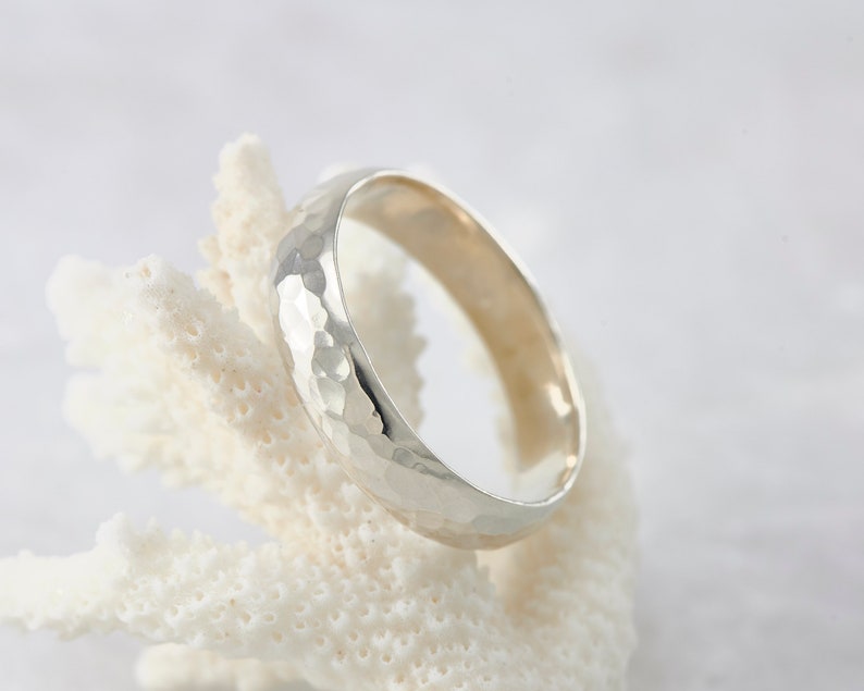 Hammered Sterling Silver Ring Simple Silver Ring Modern Etsy