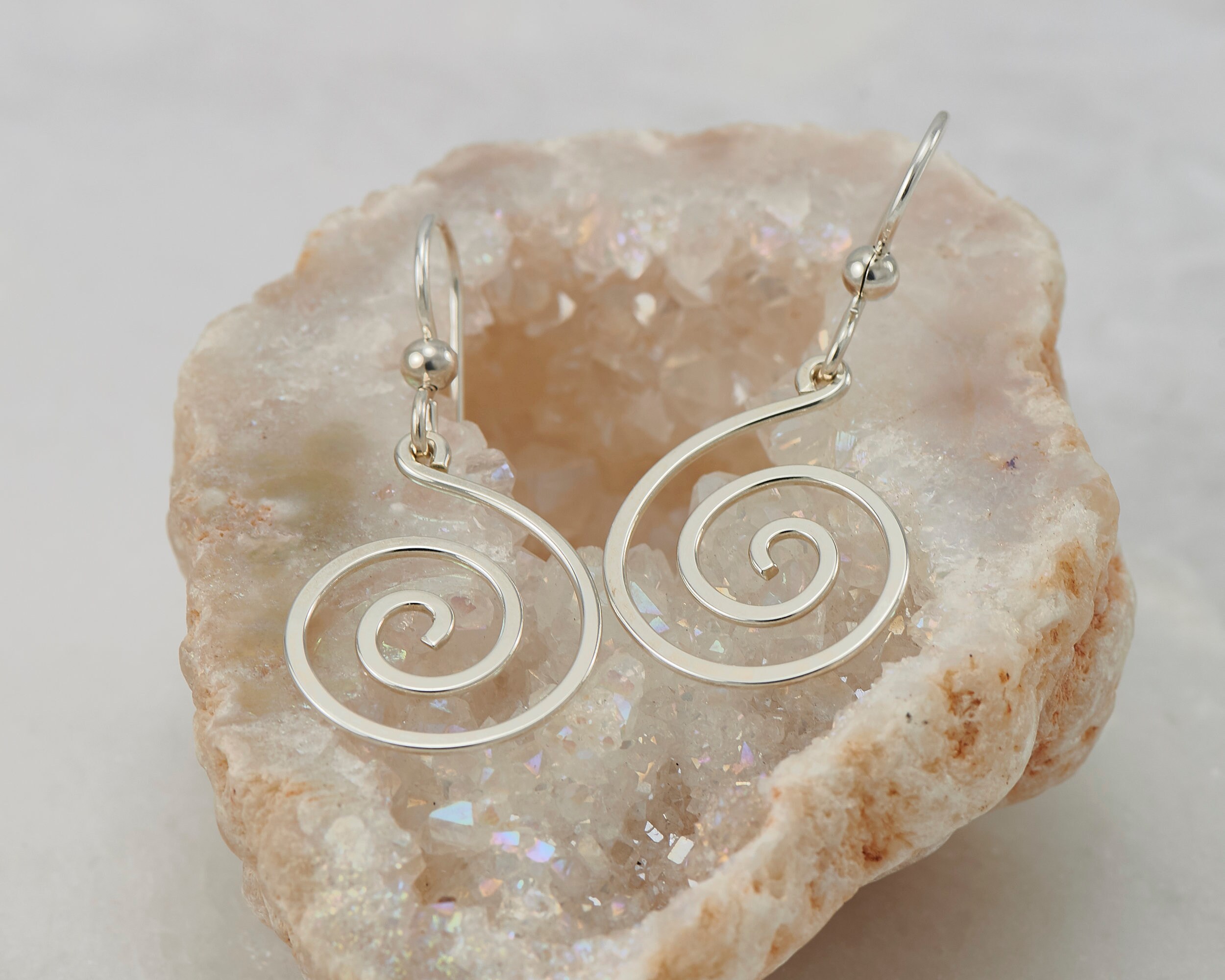 Blob Earrings - Spiral Silver