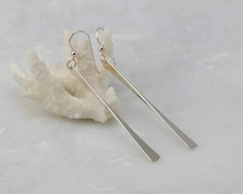 Silver Bar Earrings Silver Stick Earrings Long Bar Earrings Sterling Silver Stick Dangle Earrings image 1