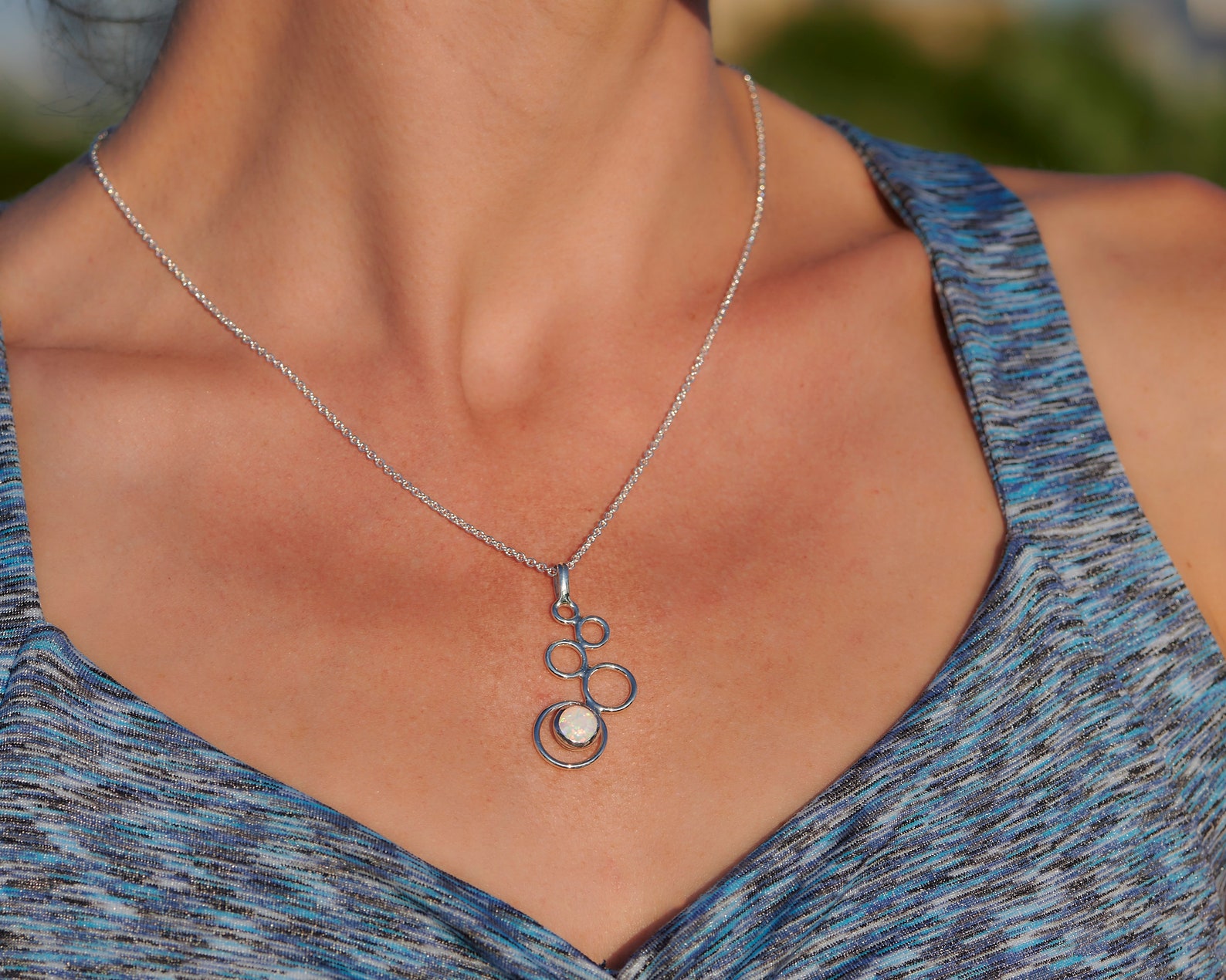 Opal Necklace Opal Pendant Sterling Silver Necklace With | Etsy