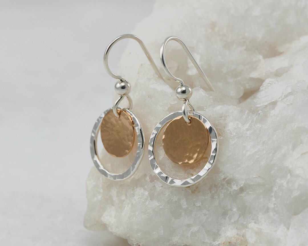Hammered Silver Hoop Earrings Silver Gold Earrings Hammered Hoop ...