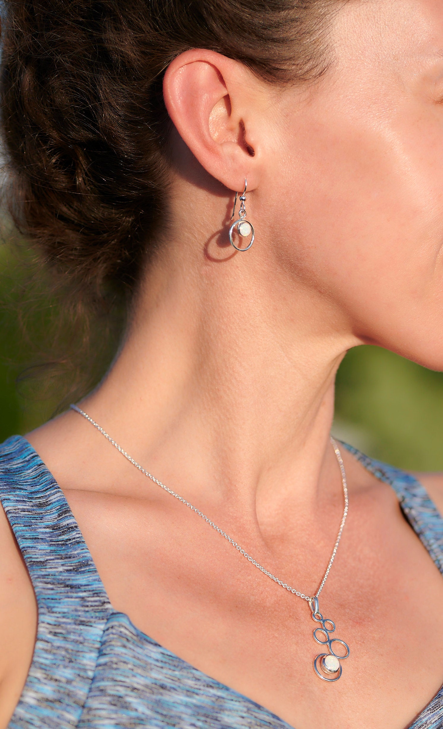 Opal Necklace Opal Earrings Opal Jewelry Set Sterling | Etsy