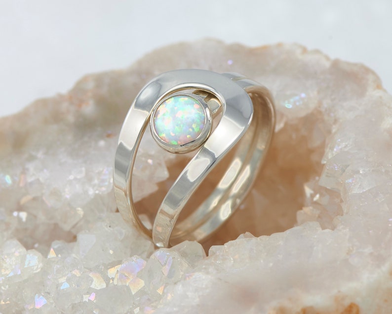 Opal Ring Silver Opal Ring White Opal Ring Opal Gemstone | Etsy
