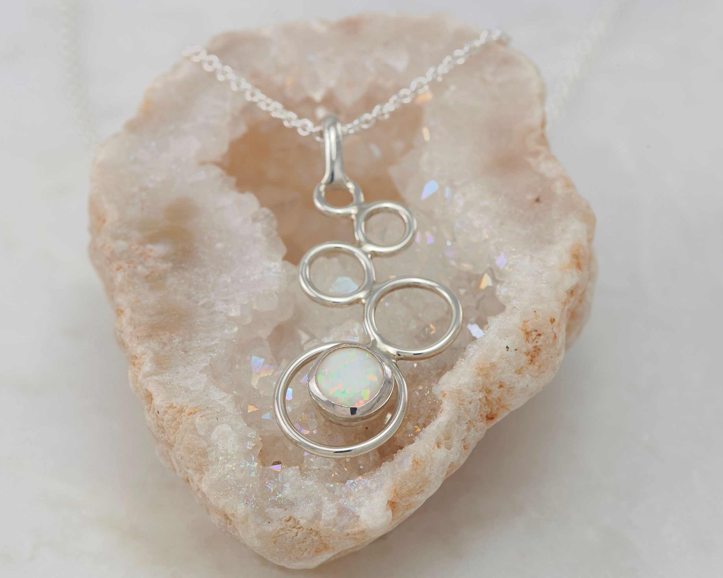 Opal Necklace Opal Pendant Sterling Silver Necklace With Etsy
