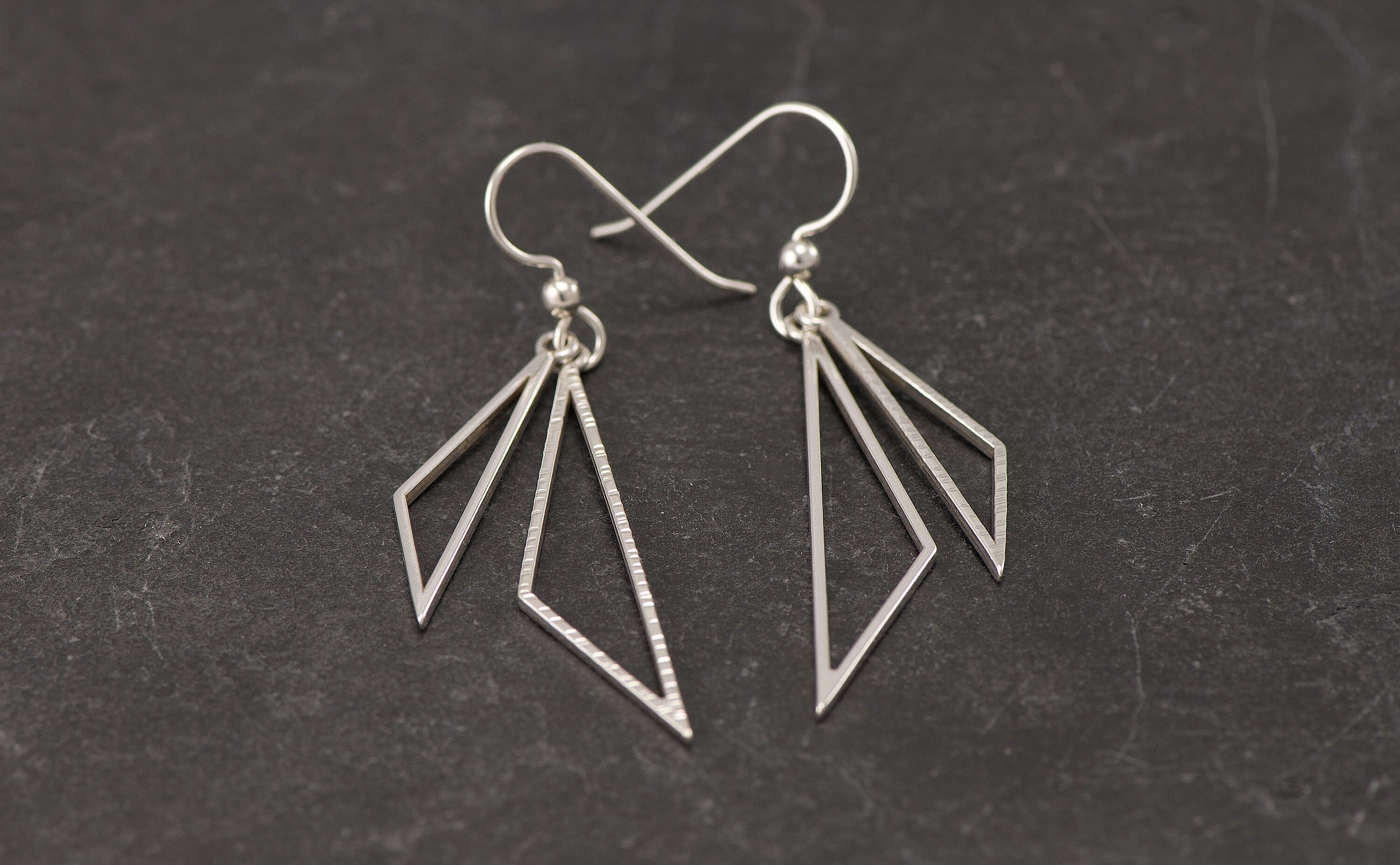 Silver Triangle Earrings Sterling Silver Triangle Earrings Etsy