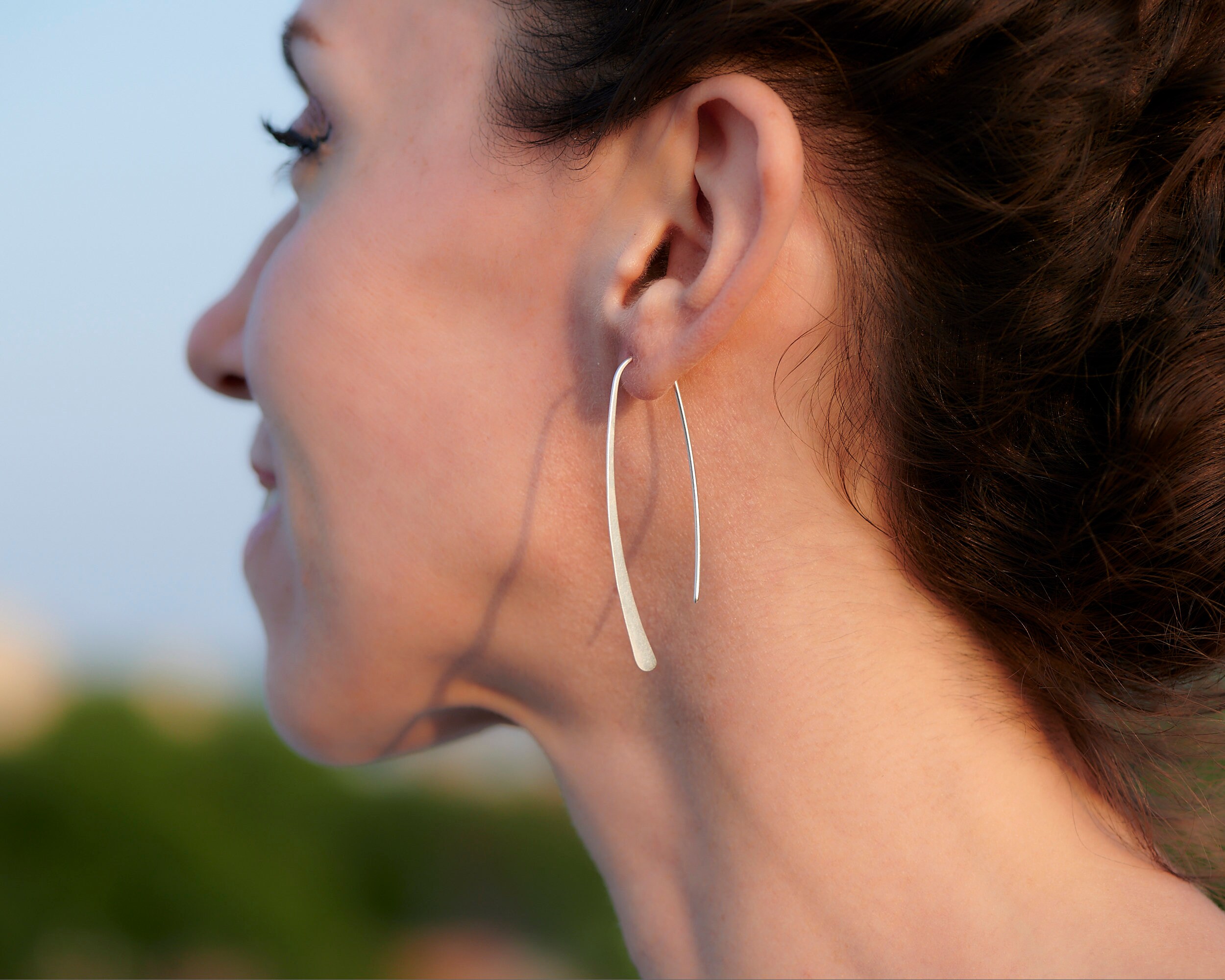 Small Silver Hoop Earrings - Circle Dangle Earrings by Artulia Jewelry