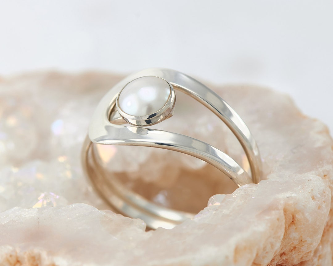 Pearl Ring Silver Pearl Ring Gemstone Ring Sterling Silver - Etsy