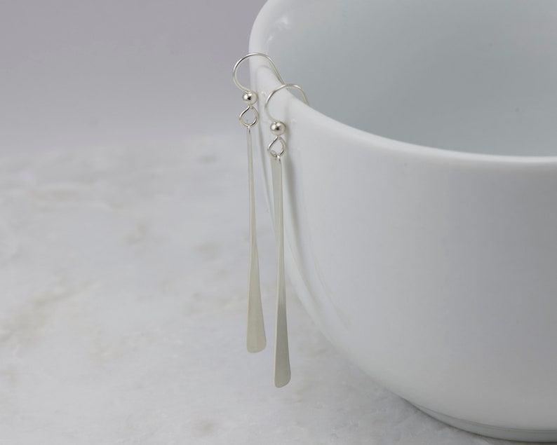 Silver Bar Earrings Silver Stick Earrings Long Bar Earrings Sterling Silver Stick Dangle Earrings image 6