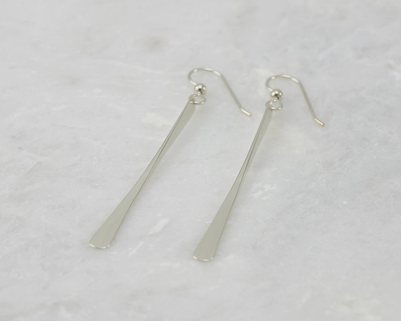 Silver Bar Earrings Silver Stick Earrings Long Bar Earrings Sterling Silver Stick Dangle Earrings image 7