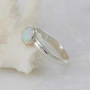 Opal Ring Silver Opal Ring White Opal Engagement Ring Solitaire Opal Ring Sterling Silver Gemstone Ring October birthstone image 6