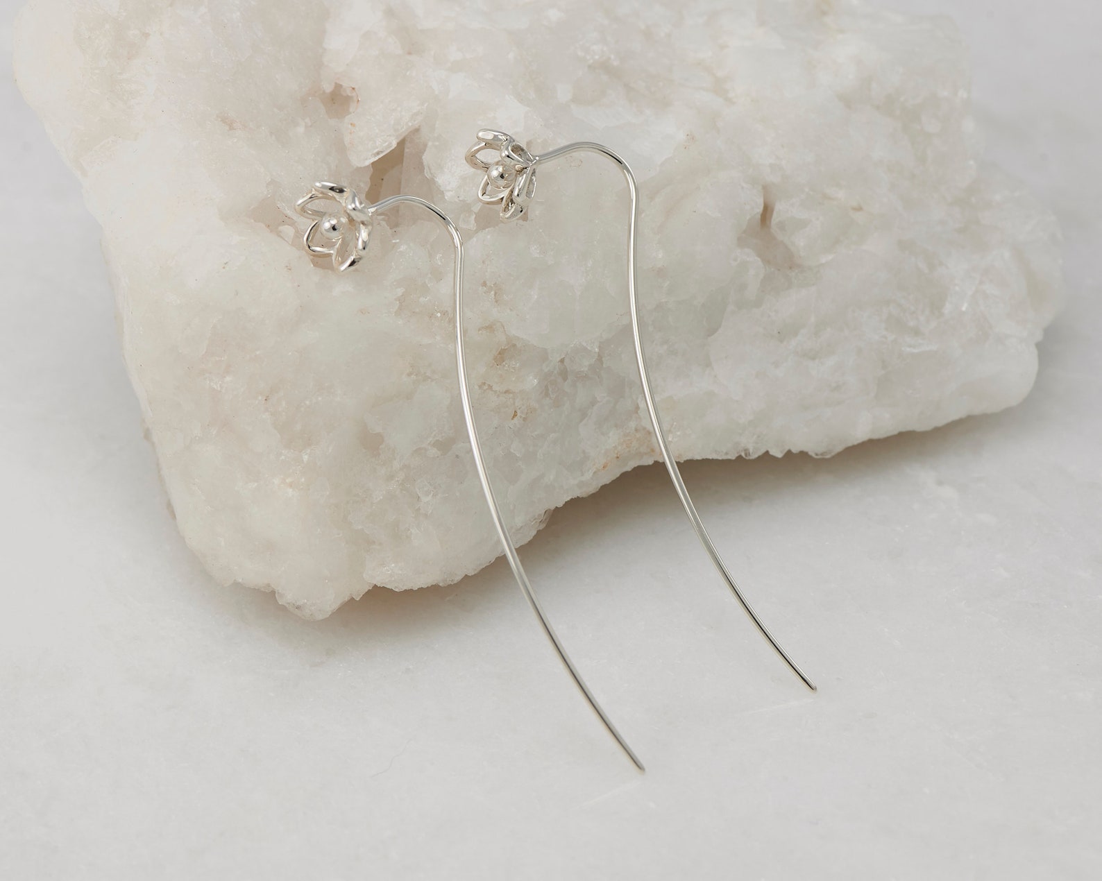 Leslie Silver Floral Earrings