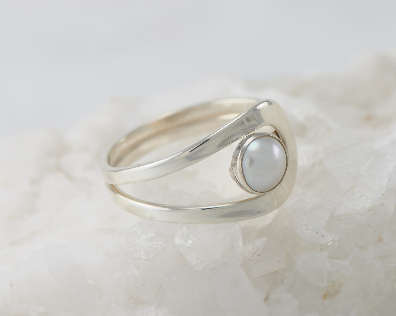 Pearl Ring Silver Pearl Ring Gemstone Ring Sterling Silver - Etsy
