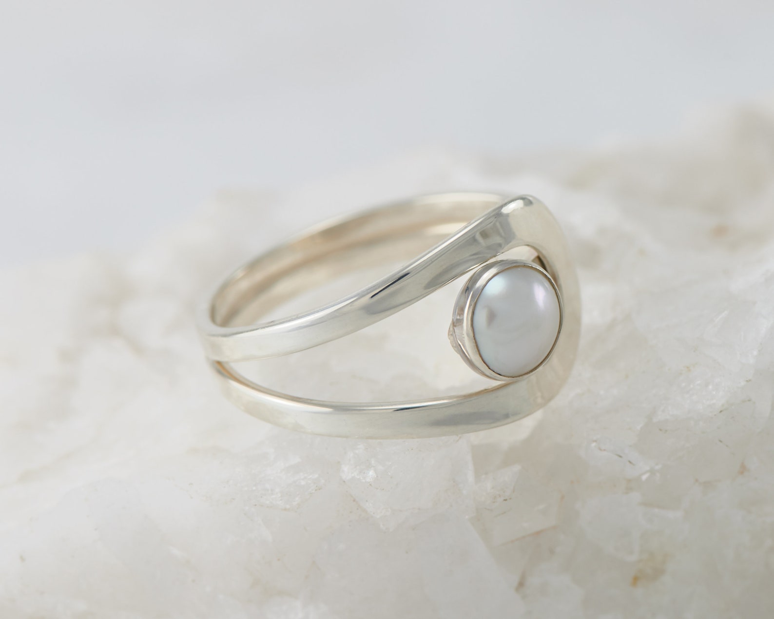 Pearl Ring Silver Pearl Ring Gemstone Ring Sterling Silver Etsy