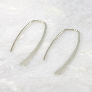 Open Hoop Earrings Long Silver Earrings Arc Ear Threaders Threader Arc Hoops Simple Silver Earrings Modern Minimalist Dangle Earrings image 8