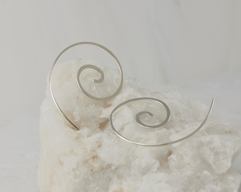 Spiral Earrings Sterling Silver Silver Spiral Earrings Silver Swirl Earrings Dangle Earrings Sterling Silver Jewelry Handmade zdjęcie 3