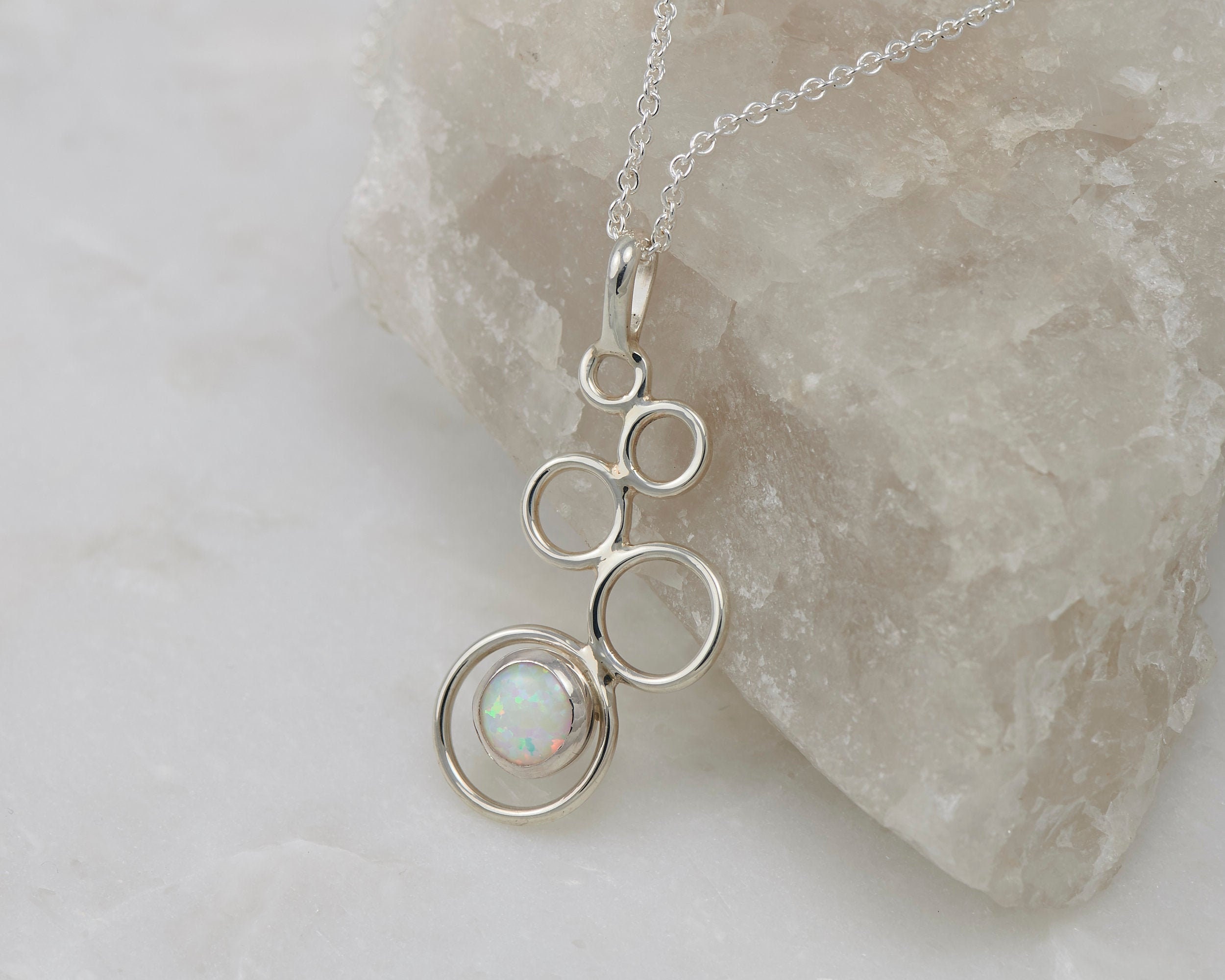 Opal Necklace Opal Pendant Sterling Silver Necklace With Etsy