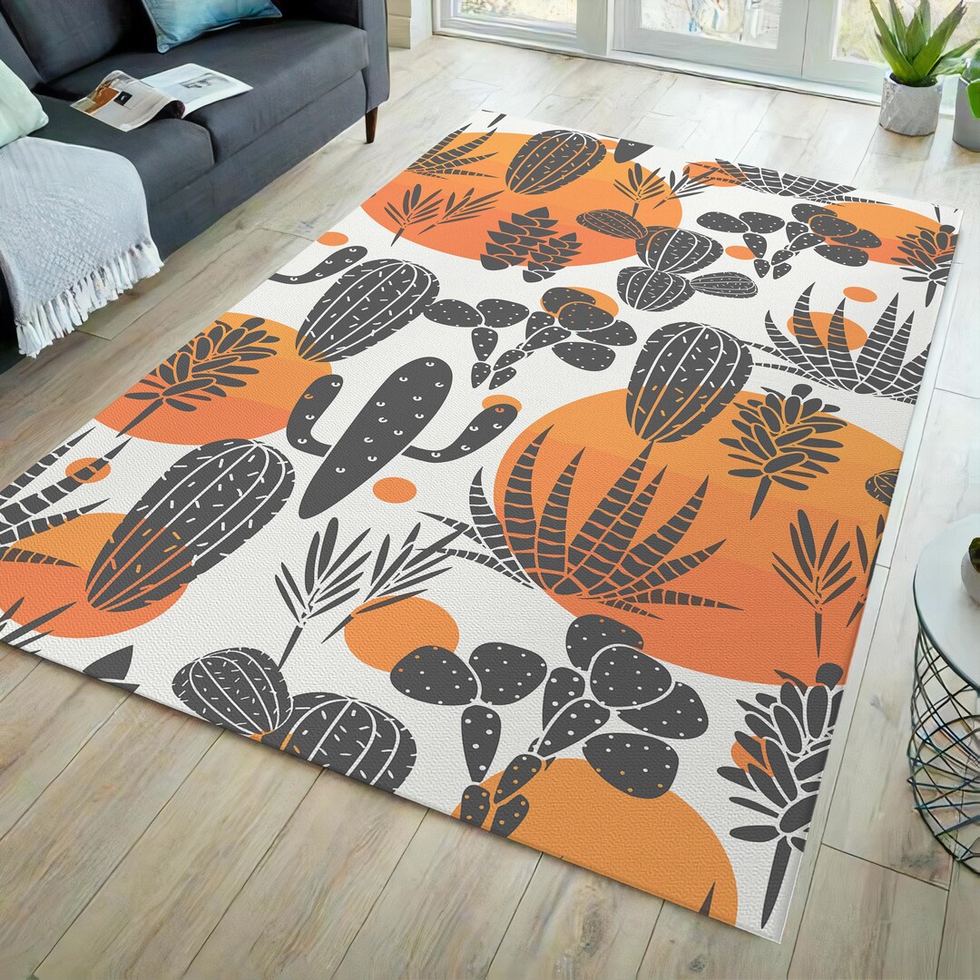 Cactus Rug, Cactus Decor Rug, Cactus Themed Rug, Cactus Print Rug ...