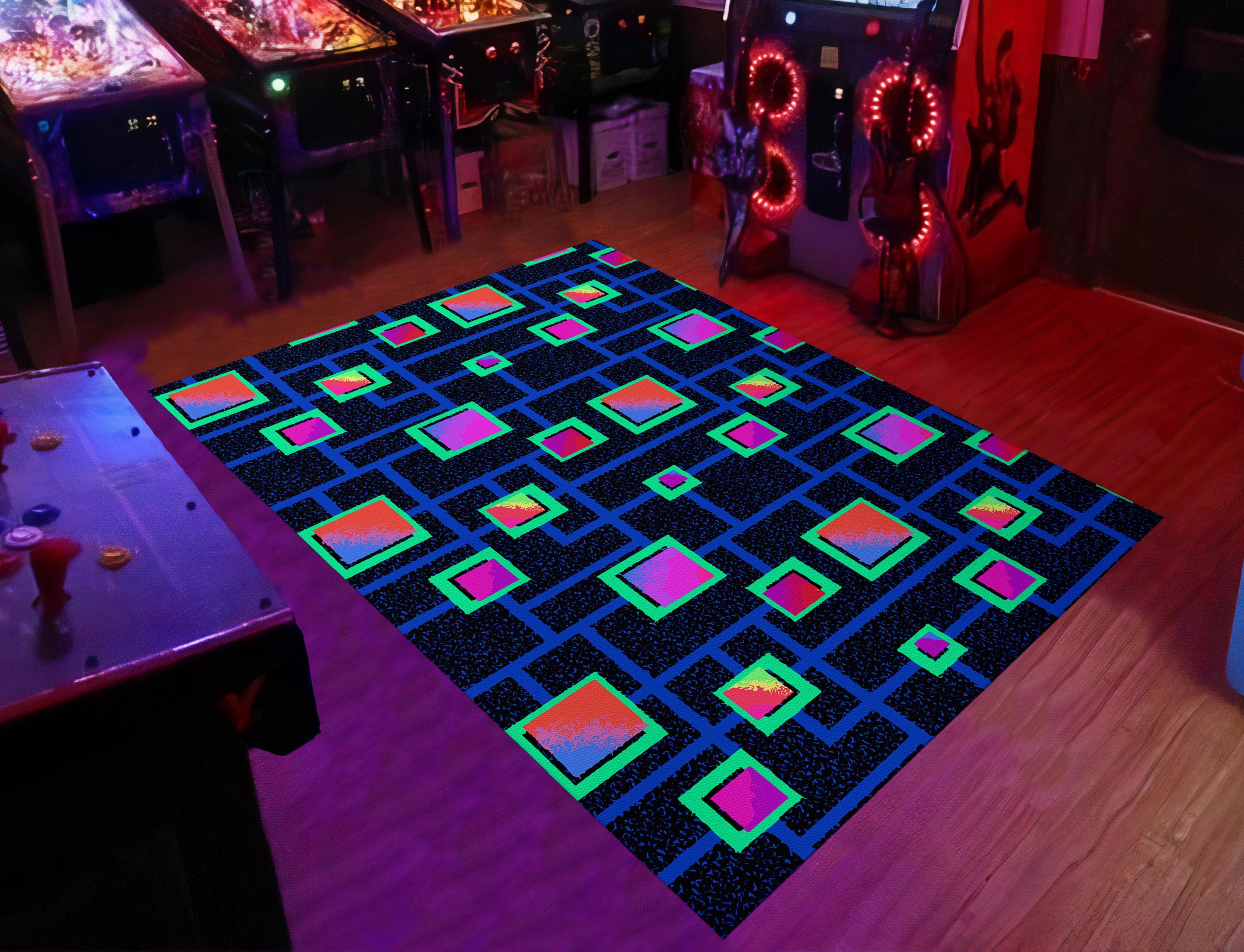 Arcade Rug, Arcade Saloon Rug, Geometric Shape Rug, Lasertag Rug, Gamer ...