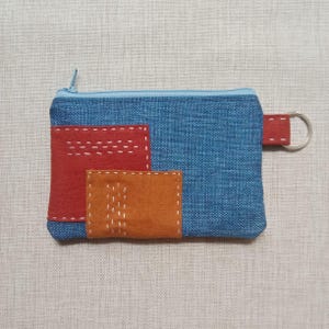 Coin Pouch, Mini Pouch, Boro Sashiko Pouch, Zipper Pouch, Zip Pouch