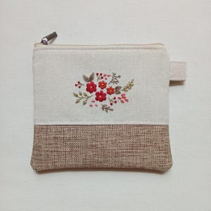 Flower Embroidery Wallet, Hand Embroidered Pouch, Coin Purse, Card Wallet, Embroidery Purse