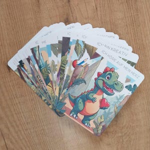 Affirmationskarten für Kinder. Dino Design (Motivationskarten, Mindsetkarten) (Geschenk für Taufe/Geburtstag)