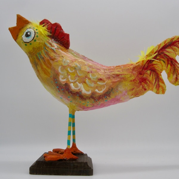 Paper Mache Chickens Etsy