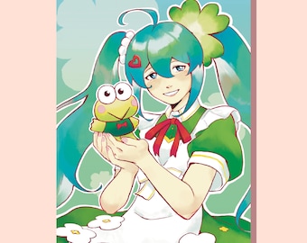 Hatsune Miku i Keroppi [Vocaloid i Sanrio] Wydruk artystyczny