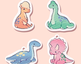 Breloczki akrylowe z dinozaurami